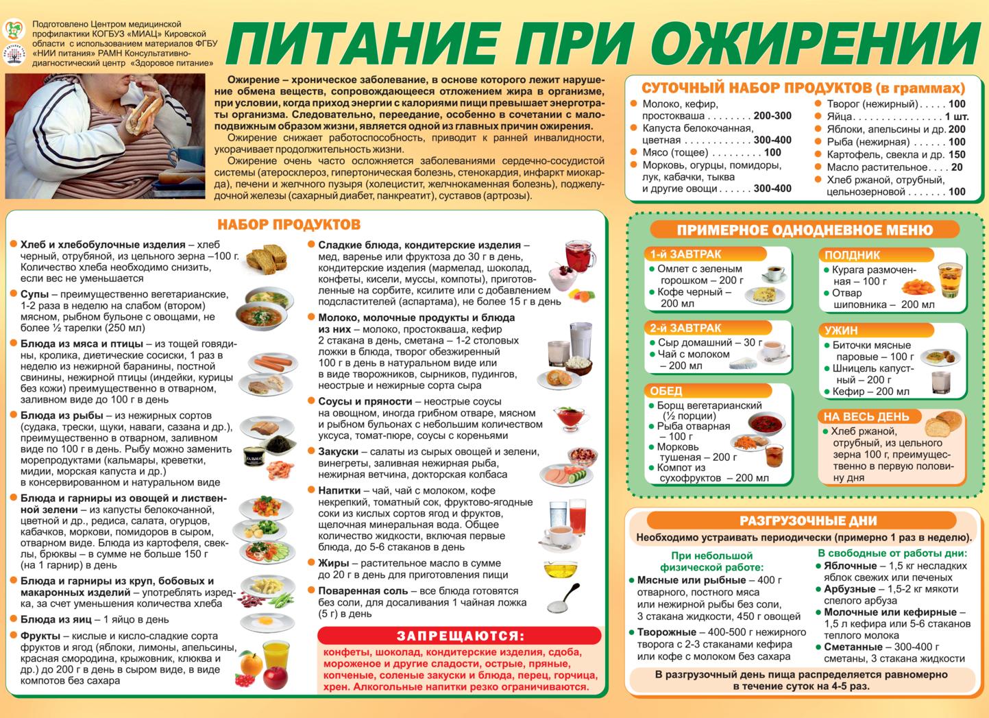 Питание при ожирении 1 степени — меню лечебной диеты